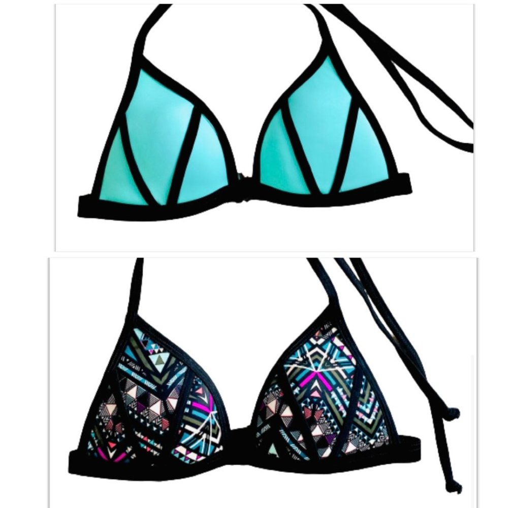 SET OF 2 - VS Pink push-up triangle bikini tops size S